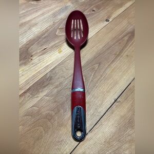 KitchenAid Red Slotted Spoon with Silver Detail